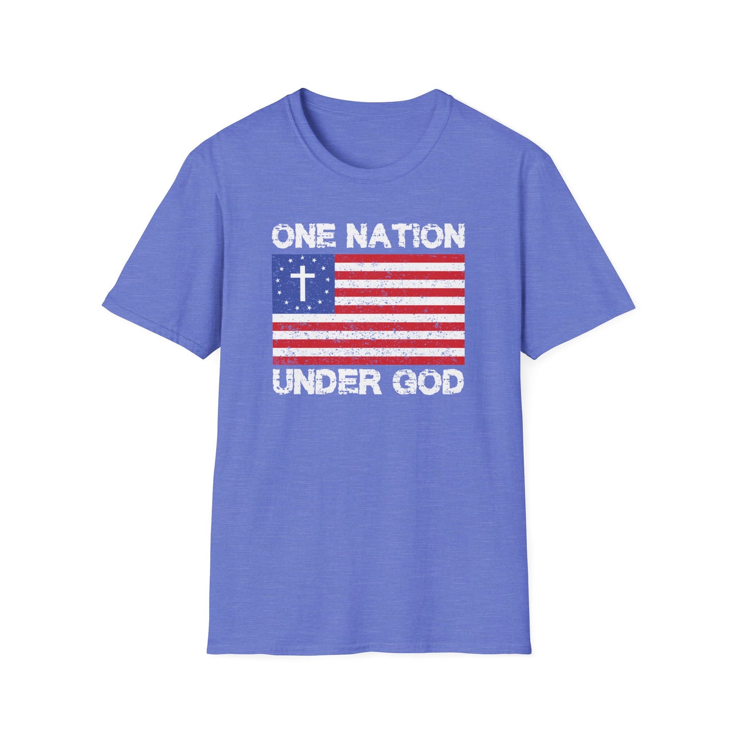 One Nation Under God Patriotic Christian Flag T-Shirt