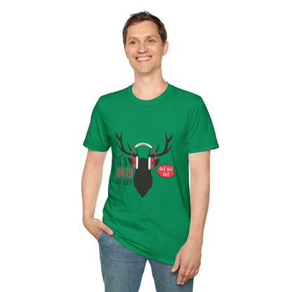 “It’s Okay to Say Ho Ho Ho” Reindeer T-Shirt – Fun Christmas Apparel