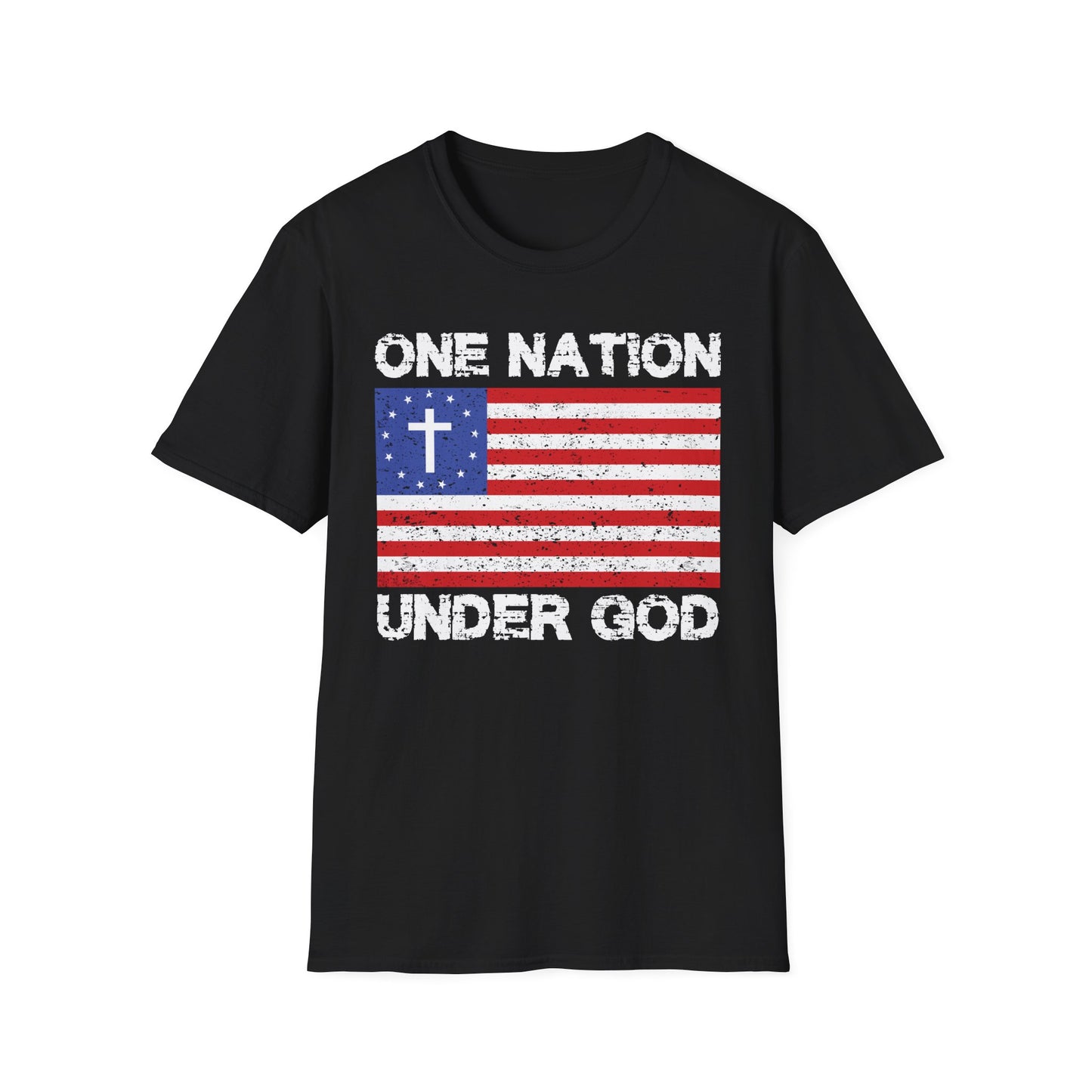 One Nation Under God Patriotic Christian Flag T-Shirt