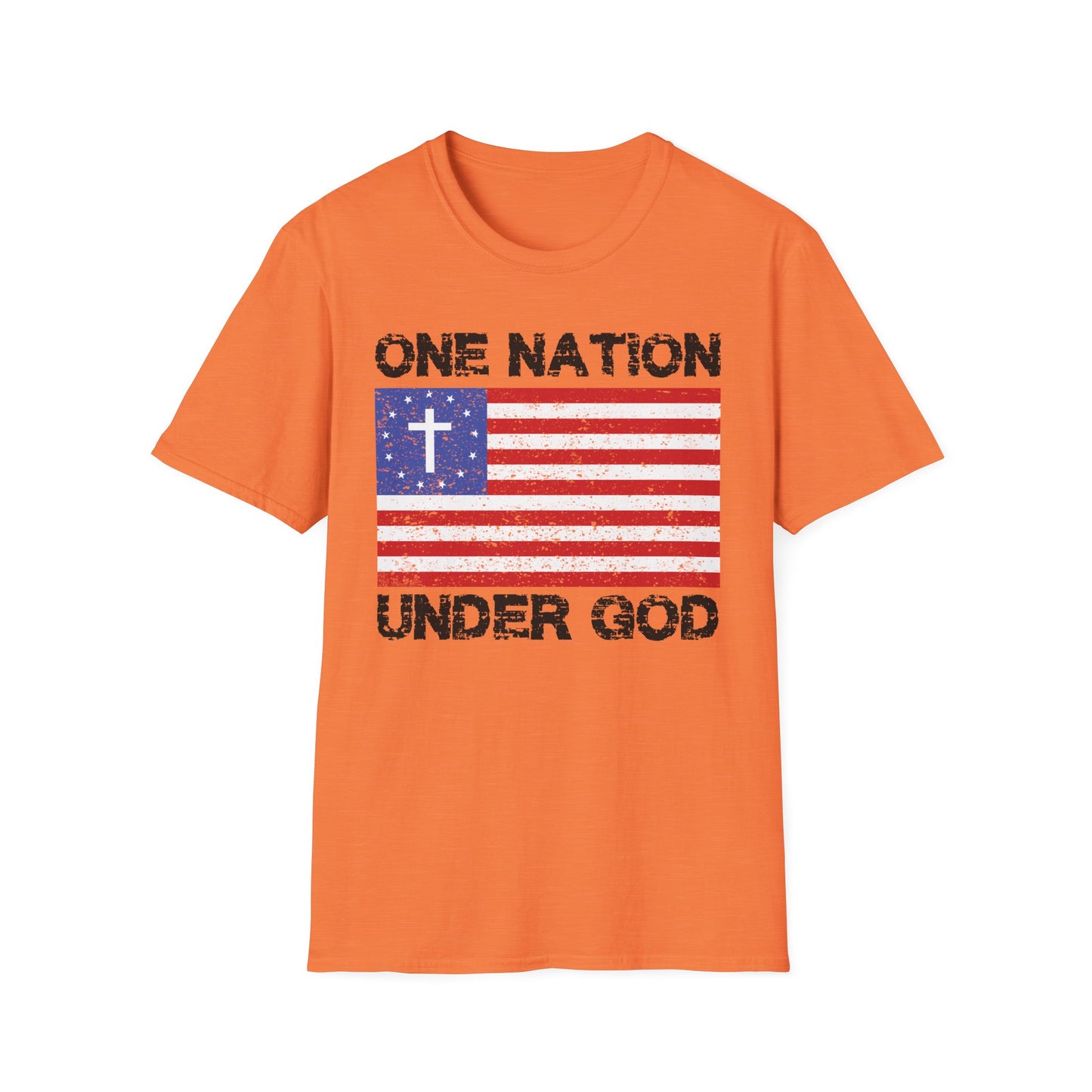 One Nation Under God Patriotic Christian Flag T-Shirt