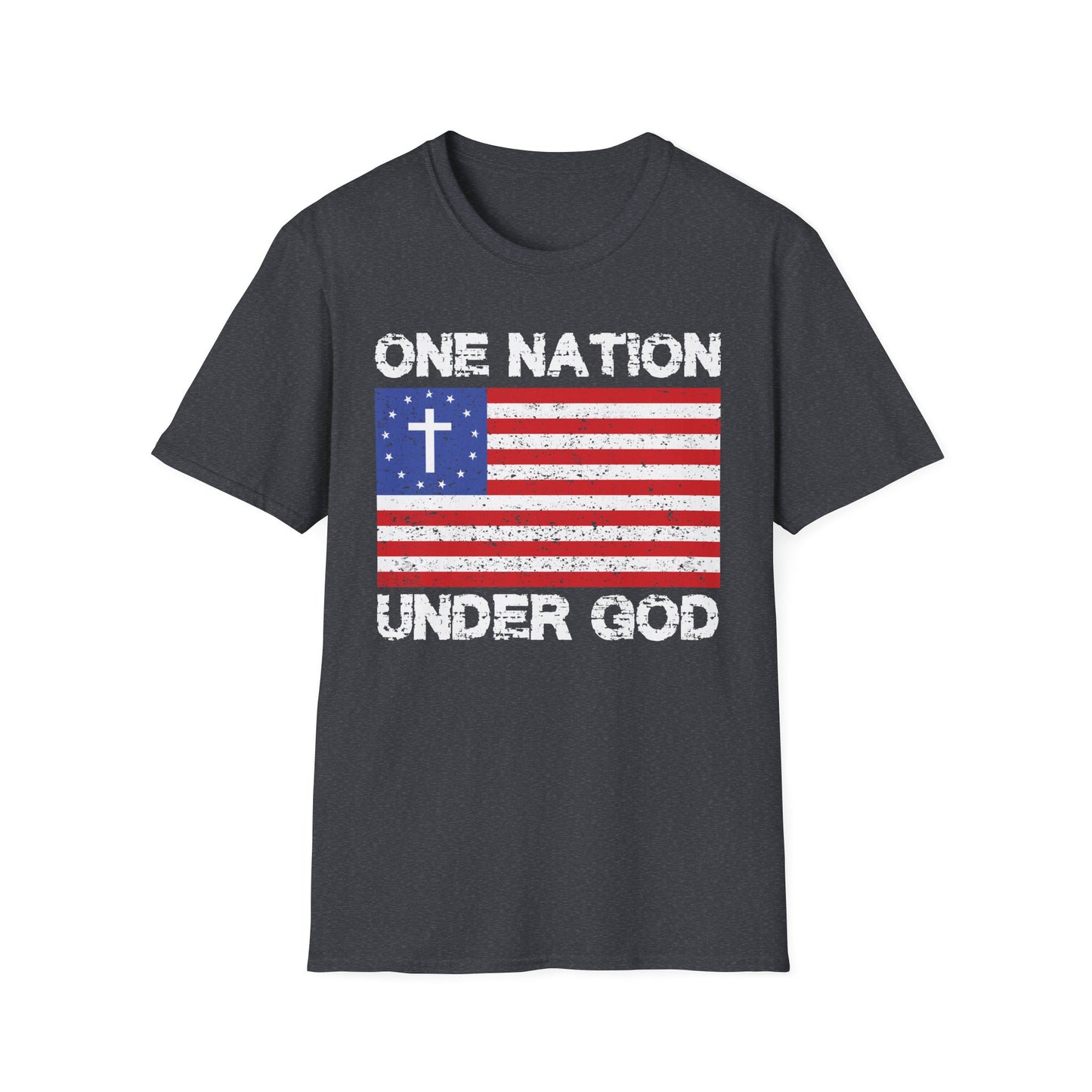 One Nation Under God Patriotic Christian Flag T-Shirt