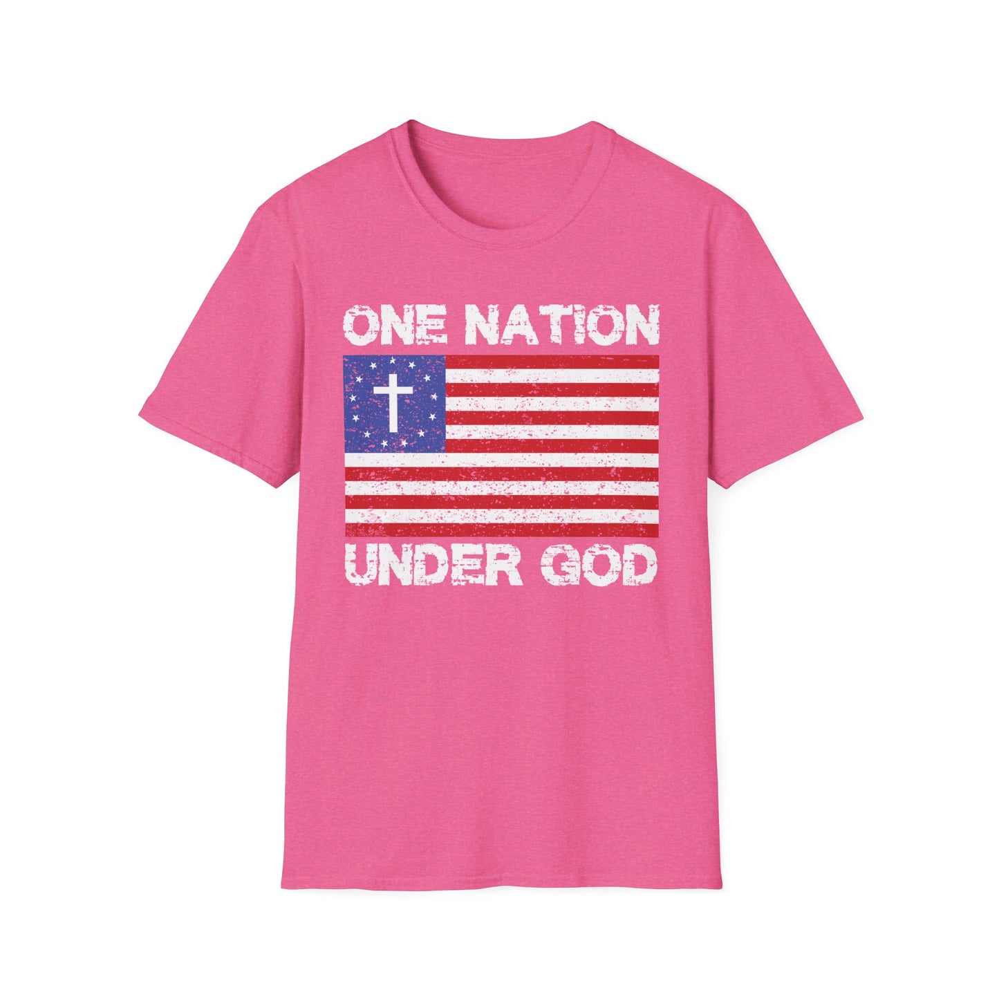 One Nation Under God Patriotic Christian Flag T-Shirt