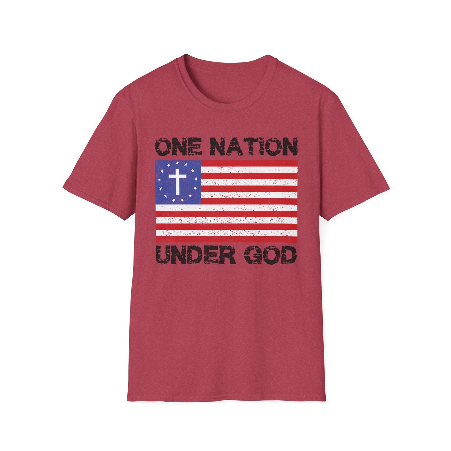 One Nation Under God Patriotic Christian Flag T-Shirt