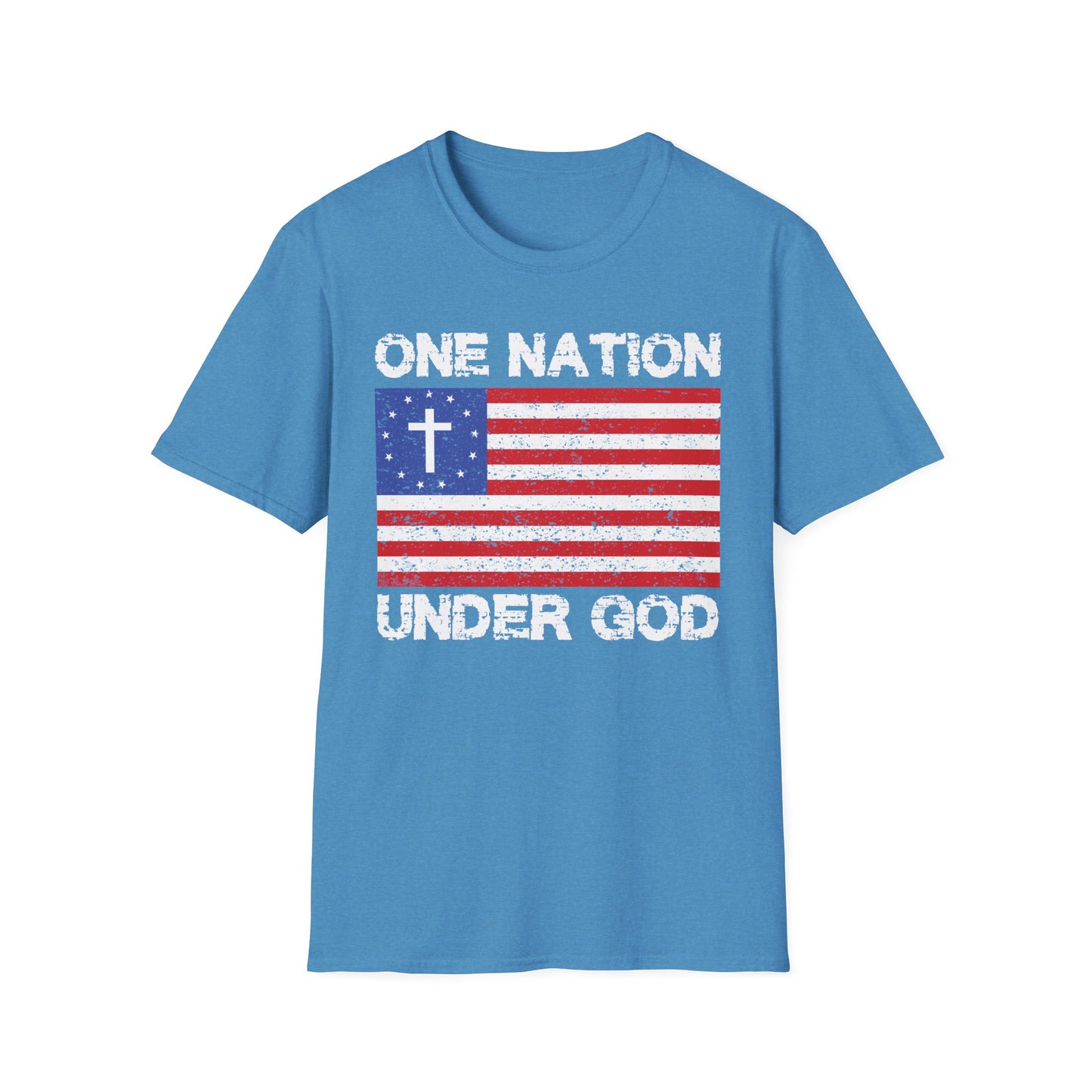 One Nation Under God Patriotic Christian Flag T-Shirt